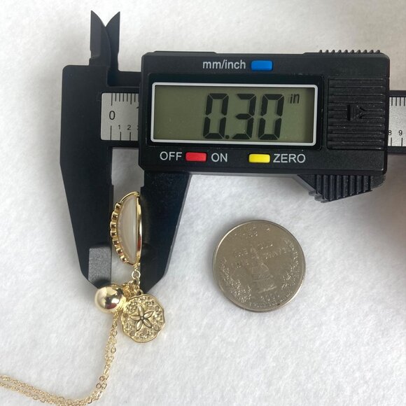 Gold Vermeil Sterling Silver 925 Pearl Gemstone Sanddollar Pendant Necklace 18" - Picture 13 of 16